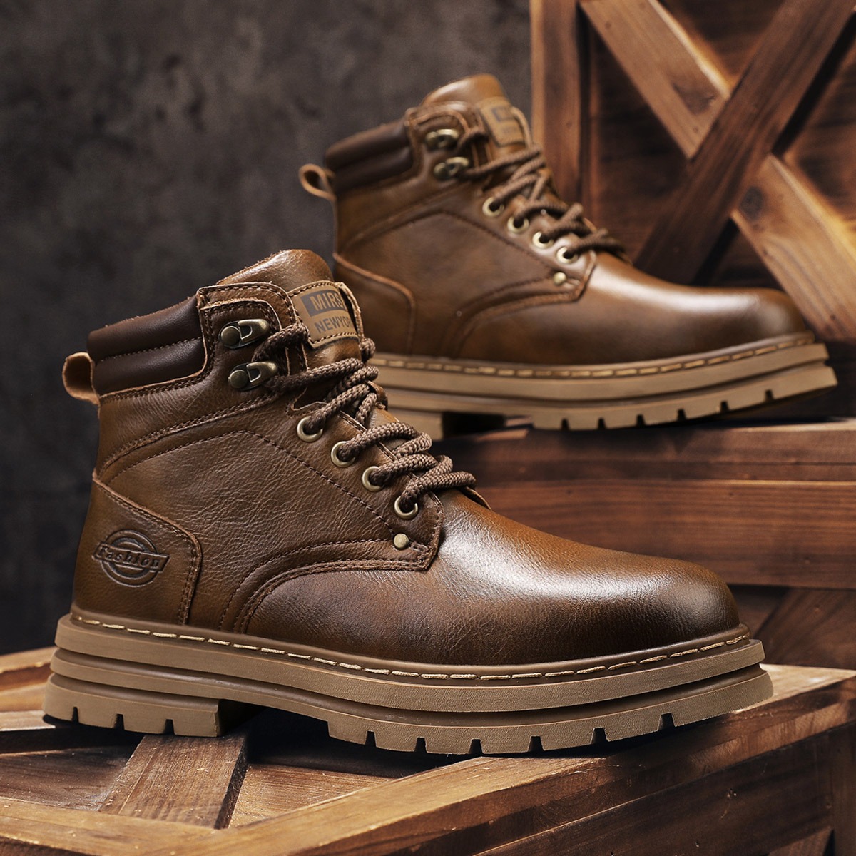 Men's Vintage Ankle Work Boots - Vintage Outdoor Fashion 评论和价格